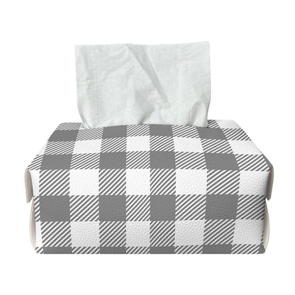 Grey And White Gingham Pattern Print Rectangle Tissue Box Cover
