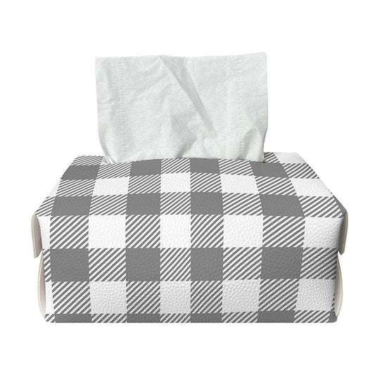 Grey And White Gingham Pattern Print Rectangle Tissue Box Cover