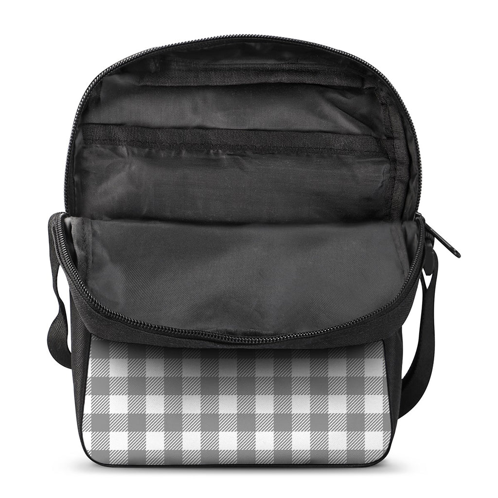 Grey And White Gingham Pattern Print Rectangular Crossbody Bag
