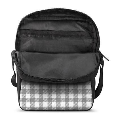 Grey And White Gingham Pattern Print Rectangular Crossbody Bag