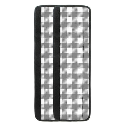 Grey And White Gingham Pattern Print Refrigerator Handle Covers