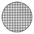 Grey And White Gingham Pattern Print Round Floor Mat