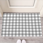 Grey And White Gingham Pattern Print Rubber Doormat