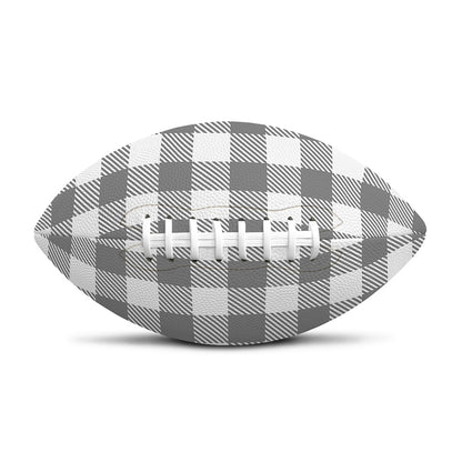 Grey And White Gingham Pattern Print Rugby Ball