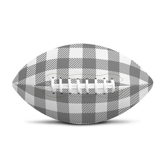 Grey And White Gingham Pattern Print Rugby Ball