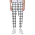 Grey And White Gingham Pattern Print Joggers