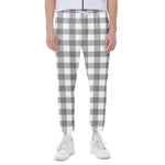 Grey And White Gingham Pattern Print Scuba Joggers