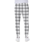 Grey And White Gingham Pattern Print Scuba Joggers