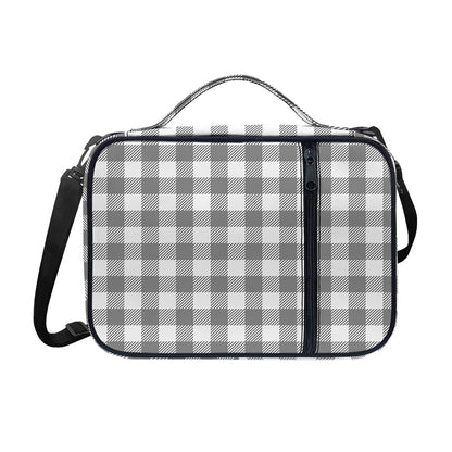 Grey And White Gingham Pattern Print Shoulder Strap Bible Bag