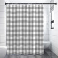 Grey And White Gingham Pattern Print Shower Curtain