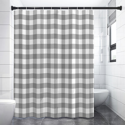 Grey And White Gingham Pattern Print Shower Curtain