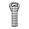 Grey And White Gingham Pattern Print Single Neoprene Wine Tote