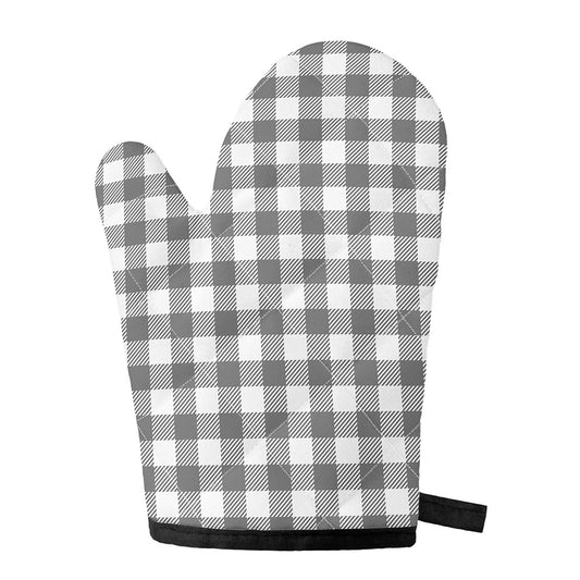 Grey And White Gingham Pattern Print Single Oven Mitt