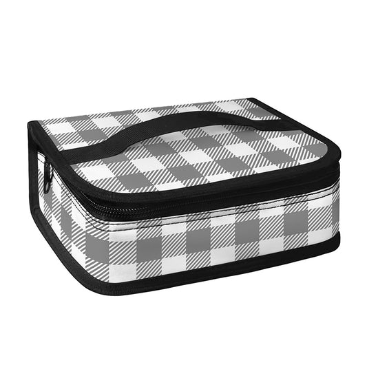 Grey And White Gingham Pattern Print Small Lunch Bag