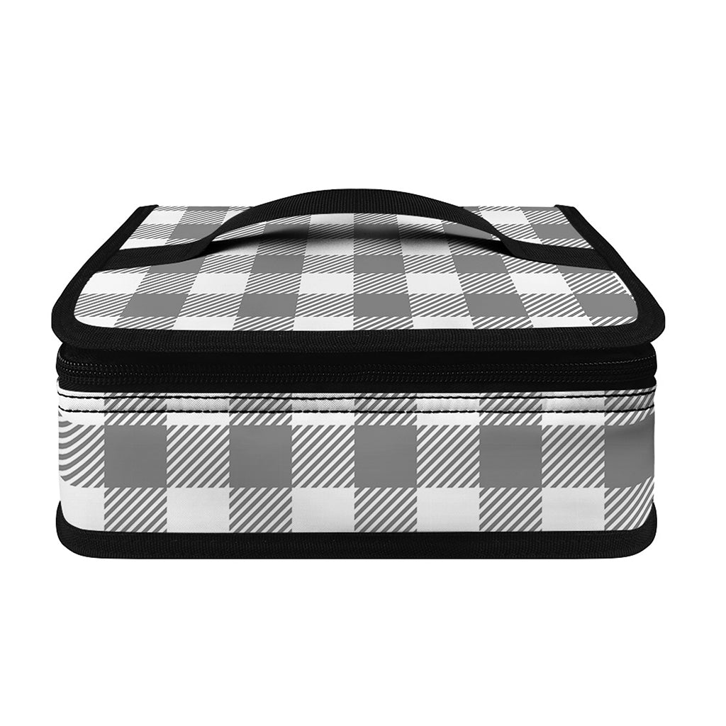 Grey And White Gingham Pattern Print Small Lunch Bag