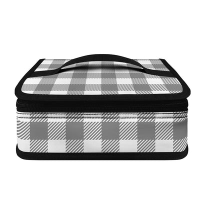 Grey And White Gingham Pattern Print Small Lunch Bag