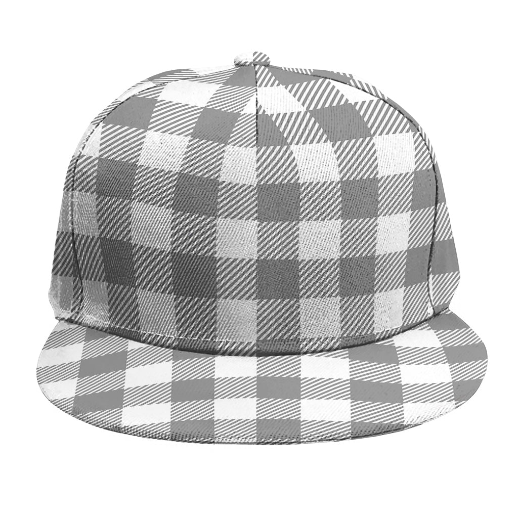Grey And White Gingham Pattern Print Snapback Cap
