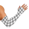 Grey And White Gingham Pattern Print Sun Protection Arm Sleeves