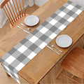 Grey And White Gingham Pattern Print Table Runner