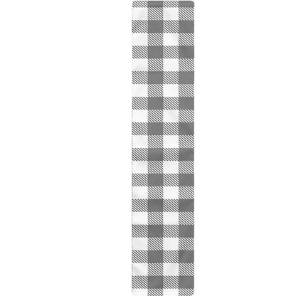 Grey And White Gingham Pattern Print Table Runner