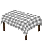 Grey And White Gingham Pattern Print Tablecloth