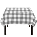 Grey And White Gingham Pattern Print Tablecloth