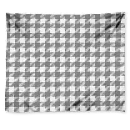 Grey And White Gingham Pattern Print Tapestry
