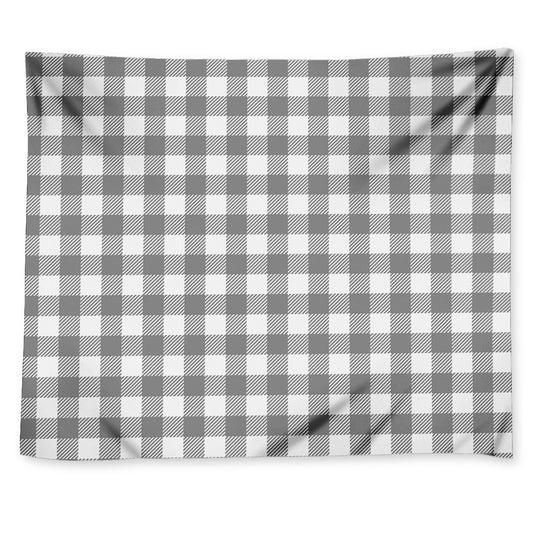 Grey And White Gingham Pattern Print Tapestry