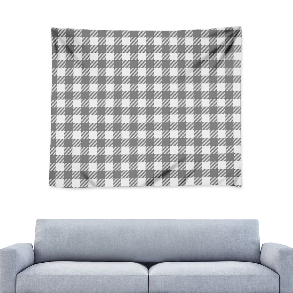 Grey And White Gingham Pattern Print Tapestry