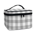 Grey And White Gingham Pattern Print Travel Makeup Bag