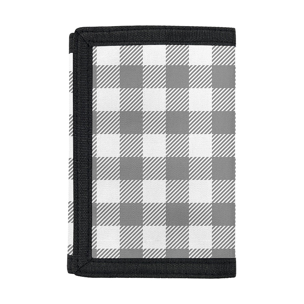 Grey And White Gingham Pattern Print Trifold Wallet