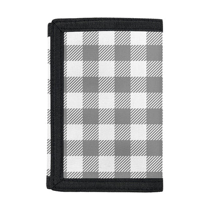 Grey And White Gingham Pattern Print Trifold Wallet