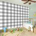 Grey And White Gingham Pattern Print Wall Sticker