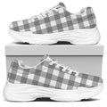 Grey And White Gingham Pattern Print White Chunky Shoes