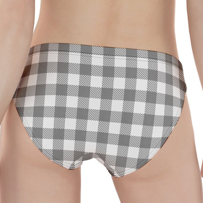 Grey And White Gingham Pattern Print Women's Panties