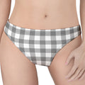 Grey And White Gingham Pattern Print Women's Thong