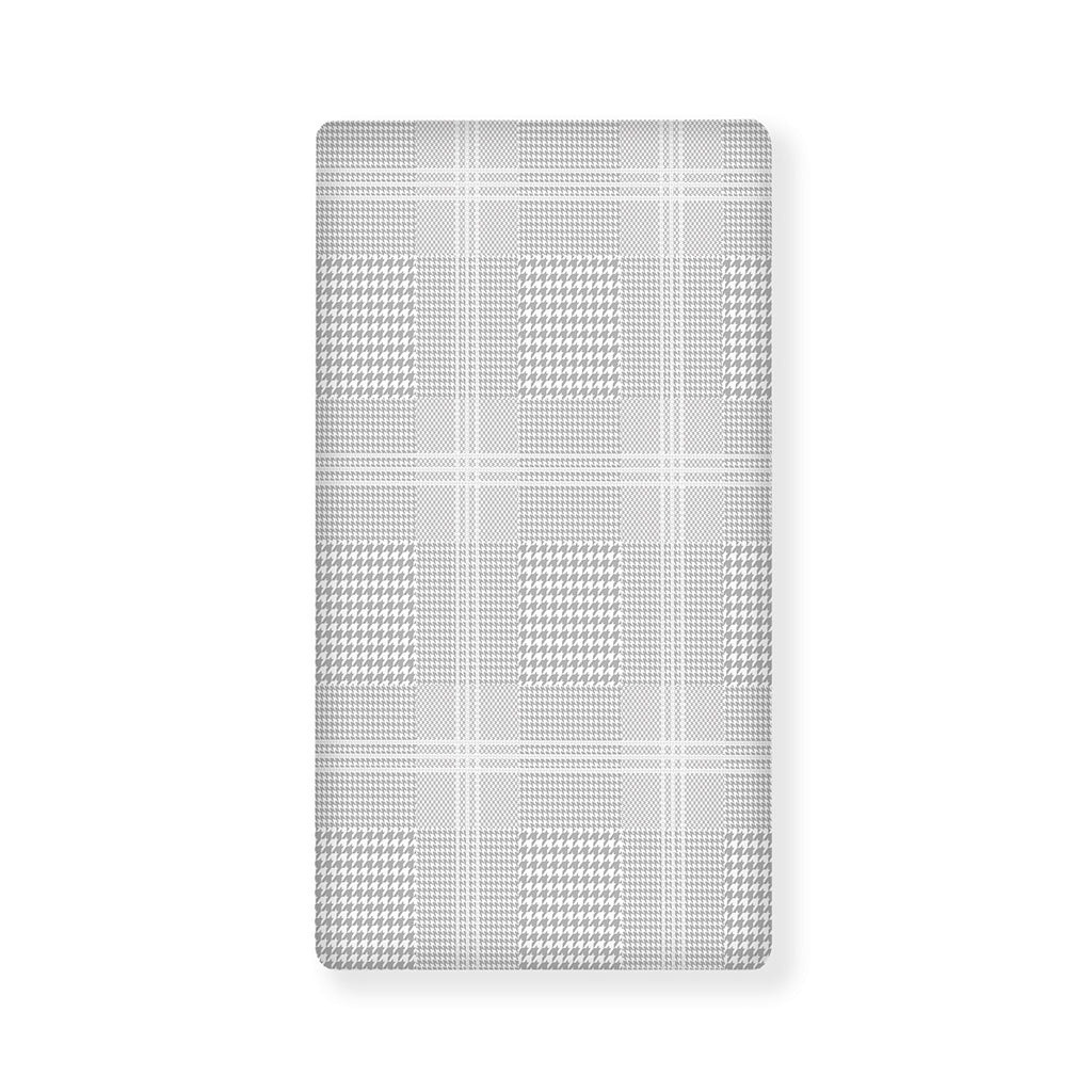 Grey And White Glen Plaid Print Baby Crib Sheet