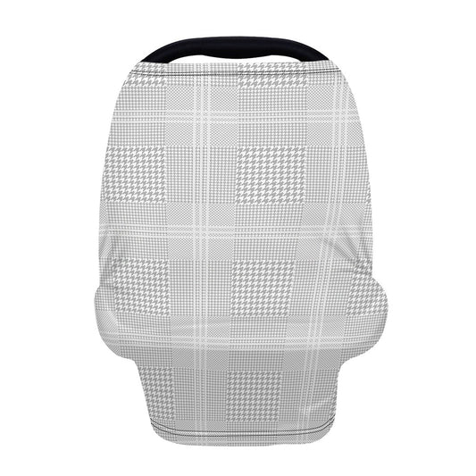 Grey And White Glen Plaid Print Baby Seat Cover