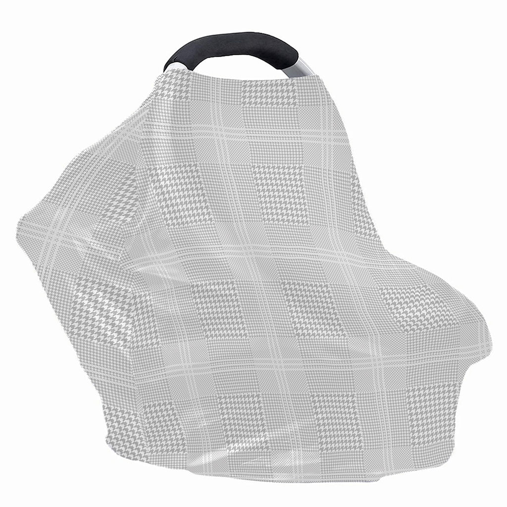 Grey And White Glen Plaid Print Baby Seat Cover
