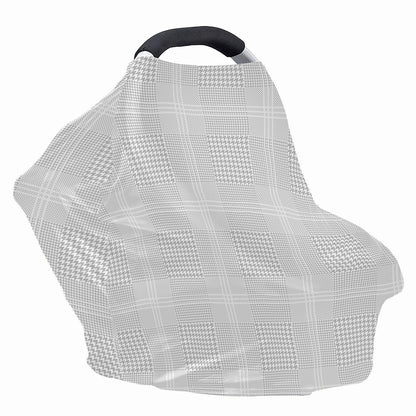 Grey And White Glen Plaid Print Baby Seat Cover