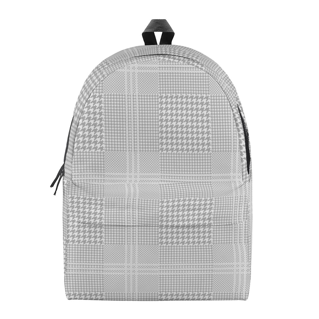 Grey And White Glen Plaid Print Backpack