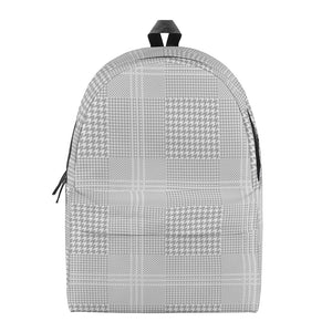 Grey And White Glen Plaid Print Backpack