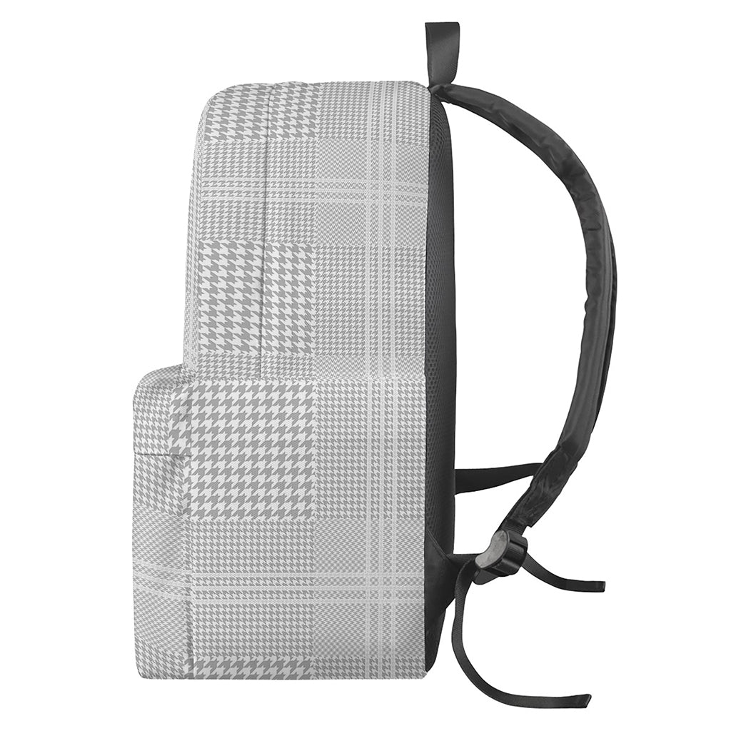 Grey And White Glen Plaid Print Backpack