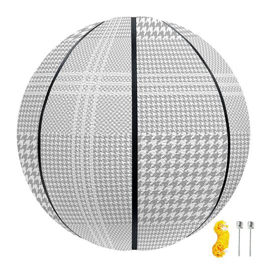 Grey And White Glen Plaid Print Basketball