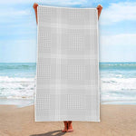 Grey And White Glen Plaid Print Beach Towel