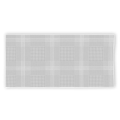 Grey And White Glen Plaid Print Beach Towel