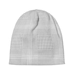 Grey And White Glen Plaid Print Beanie