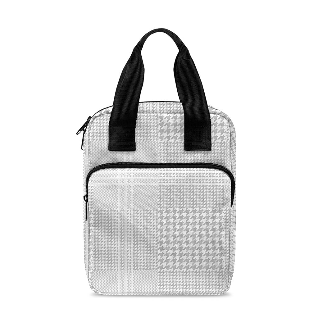 Grey And White Glen Plaid Print Bible Tote Bag