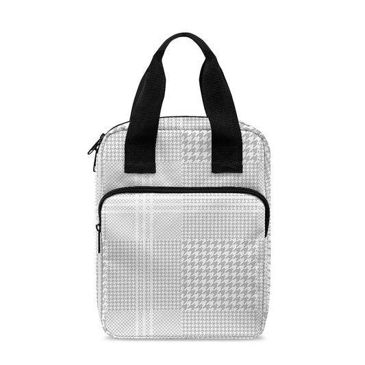 Grey And White Glen Plaid Print Bible Tote Bag