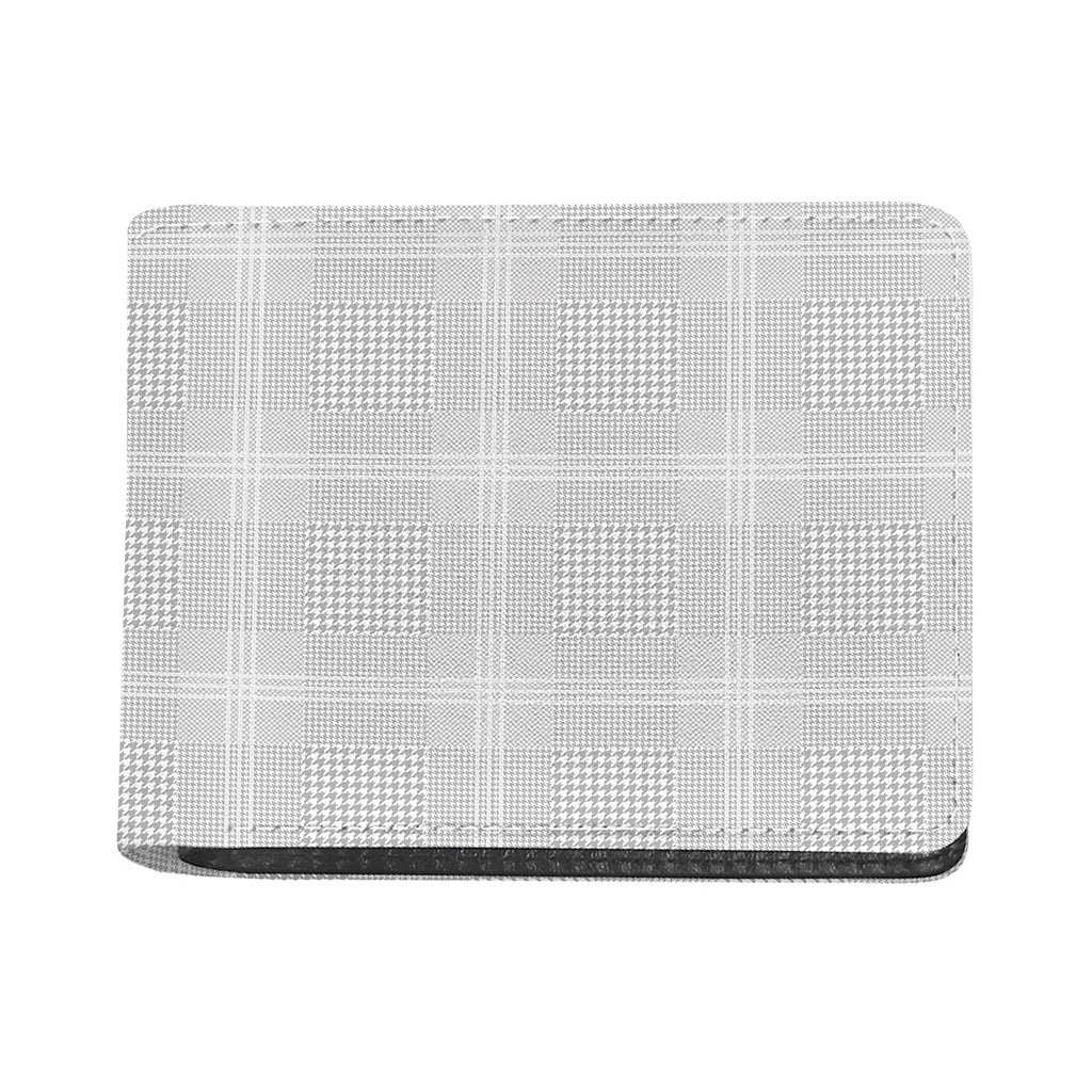 Grey And White Glen Plaid Print Bifold Wallet
